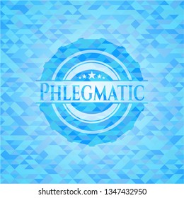 Phlegmatic realistic light blue emblem. Mosaic background