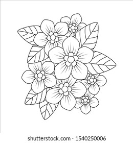 Phlox flower for colouring book for adults.