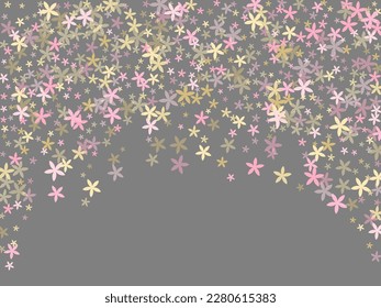 Phlox simplistic flowers vector illustration. Little meadow bloom shapes scattered. Cinco De Mayo holiday ornament. Retro flowers Phlox stylized bloom. Stripy petals.