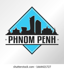 Phnom Penh, Cambodia Skyline Logo. Adventure Landscape Design Vector Illustration.