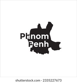 Phnom Penh map and black lettering design on white background