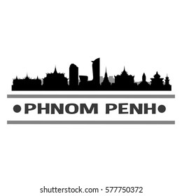 Phnom Phen Skyline Silhouette Stamp City Design Vector Art