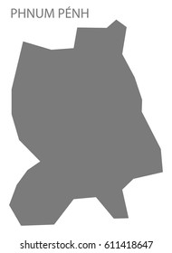 Phnum Penh Cambodia province map grey illustration silhouette