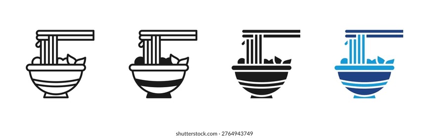 Pho Bowl icon set multiple style collection