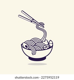 Pho  Noodles Vector Illustration, Quality Watercolor Background, Premium Vector With Hi-Quality Delicious Pho Illustration Vector Design.