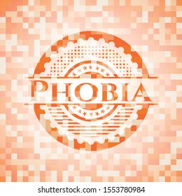 Phobia abstract orange mosaic emblem with background