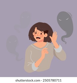 Phobia attack people that is suffering from mental problems. Illustration in flat style.