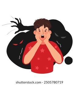 Phobia attack people that is suffering from mental problems. Illustration in flat style.