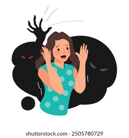 Phobia attack people that is suffering from mental problems. Illustration in flat style.