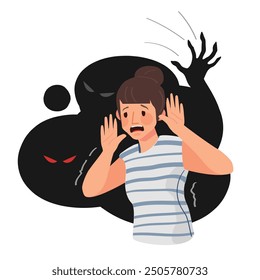 Phobia attack people that is suffering from mental problems. Illustration in flat style.