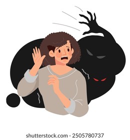 Phobia attack people that is suffering from mental problems. Illustration in flat style.