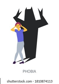 Phobia concept on white background, flat design vector illustration
