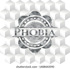 Phobia grey emblem with cube white background
