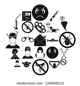Phobia icons set. Simple set of 25 phobia vector icons for web isolated on white background