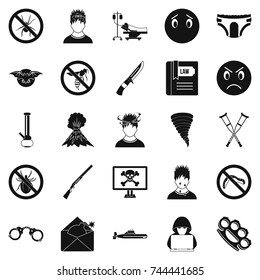 Phobia icons set. Simple set of 25 phobia vector icons for web isolated on white background