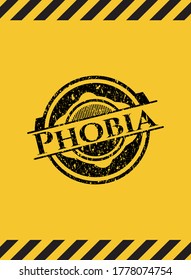 Phobia inside warning sign, black grunge emblem. Vector Illustration. Detailed. 