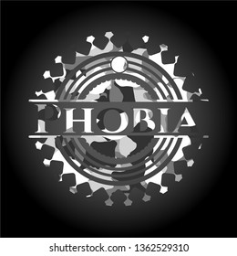Phobia on grey camouflage texture