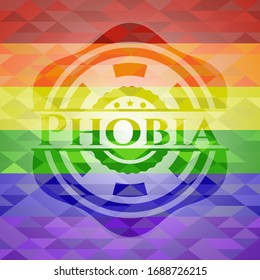Phobia on mosaic background with the colors of the LGBT flag