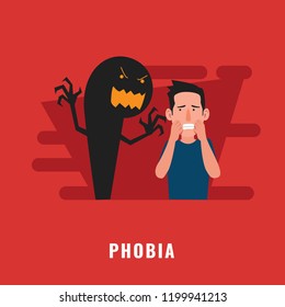 Phobia psychological disorder. Mental health illustration