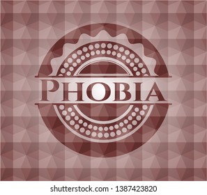 Phobia red emblem with geometric background. Seamless.