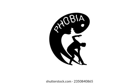 Phobia silhouette, A man is afraid of his own shadow and hides it with his hand, high quality vector