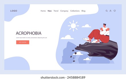 Phobia web banner or landing page. Human's irrational inner fears and panic. Mental disorder, feeling of threat and danger. Flat vector illustration