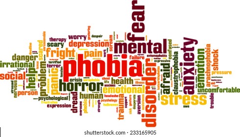 Phobia word cloud concept. Vector illustration