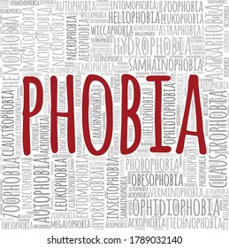 Phobia word cloud isolated on a white background