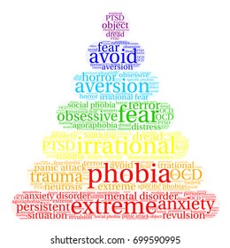Phobia word cloud on a white background. 