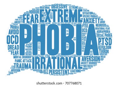 Phobia word cloud on a white background. 