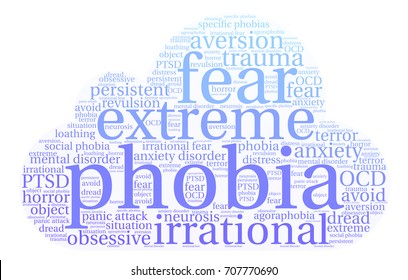 Phobia word cloud on a white background. 