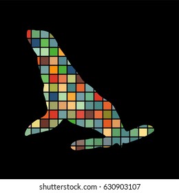 Phoca nautica color silhouette animal.