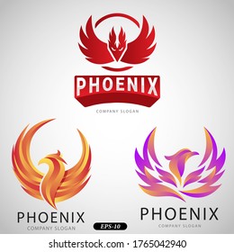 Phoenix 3 logo  design set.
