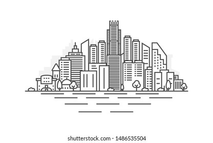 Phoenix, Arizona architecture line skyline illustration. Linear vector cityscape with famous landmarks, city sights, design icons. Landscape with editable strokes.
