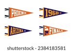 Phoenix, Arizona basketball Pennant Flags Set. Vector Football pendant Icons. University USA Sport flag, isolated