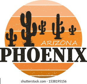 Phoenix Arizona city. T-shirt and apparel vector design, print, typography, poster, emblem