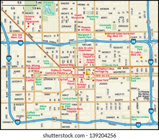 Phoenix, Arizona Downtown Map