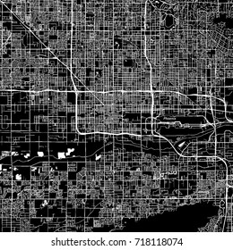 Phoenix, Arizona. Downtown vector map. City name on a separate layer. Art print template. Black and white.