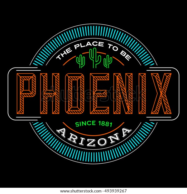 Phoenix Arizona Linear Logo Design T Stock Vector (Royalty Free) 493939267