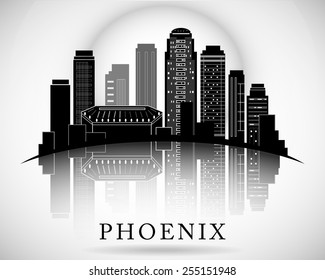 Phoenix, Arizona Skyline. Detailed Vector Silhouette 