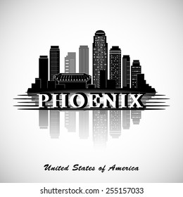 Phoenix, Arizona skyline. Detailed vector silhouette