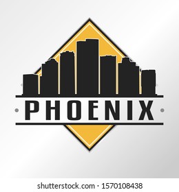 Phoenix Arizona Skyline Logo. Adventure Landscape Design. Vector Illustration Cut File.