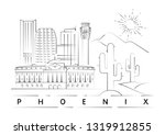 Phoenix, Arizona skyline minimal vector illustration and typography design 