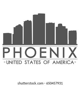 Phoenix Arizona Skyline. Silhouette Design City Vector Art. Landmark Illustration Logo.