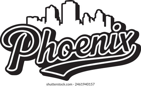 Phoenix Arizona Skyline Silhouette Illustration