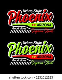 Phoenix Arizona typography design for t shirts print