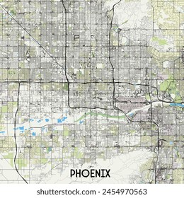 Phoenix, , Arizona, Vereinigte Staaten Karte Poster Kunst