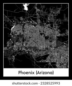 Fénix Arizona Estados Unidos Norteamérica Mapa de la Ciudad de Norteamérica Ilustración del vector blanco negro