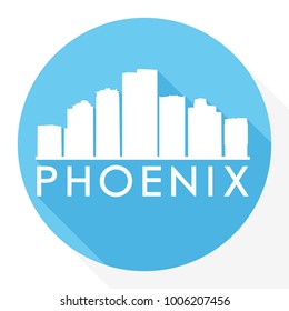 Phoenix Arizona USA Flat Icon Skyline Silhouette Design City Vector Art Famous Buildings Logo.