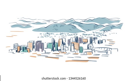 Phoenix Arizona vector sketch line usa landscape hand drawn 